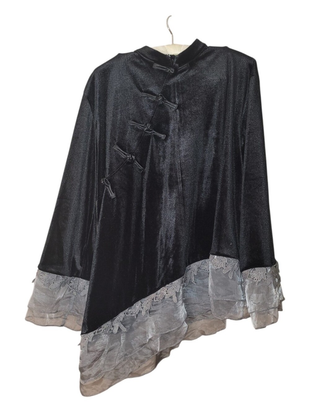 Sha Ba Fei Boho Velvet & Lace Unique Top L
